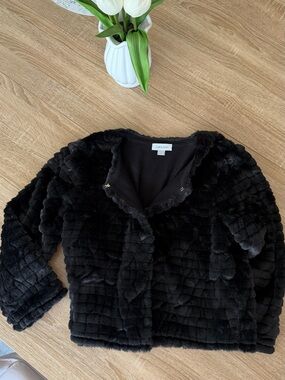 Calvin Klein Black Faux Fur Teddy Jacket - Short Plush Coat